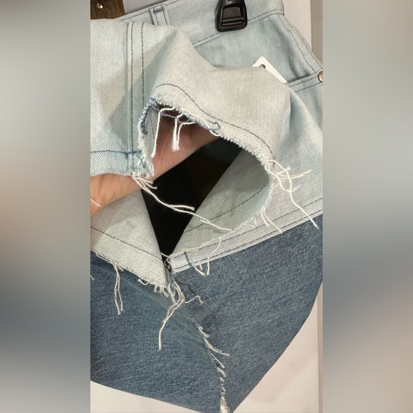 NWT Rag & Bone Two Tone Double Blue Denim Jean Moss Skirt 25 - Picture 11 of 14